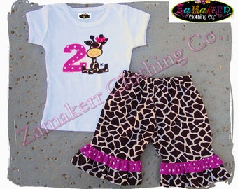 Toddler Baby Girl Giraffe Tee Outfit Top Pant Set Tshirt T Shirt Cusotm Boutique Clothing SIZE 2T 2 3T 3 4T 4 5T 5 6 7 8 t 24 MONTH