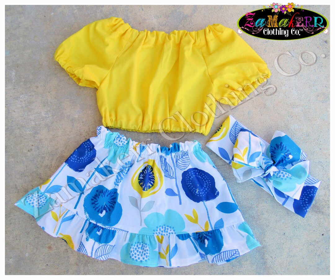 Girl Floral Skirt Set / Girl Spring Outfit / Girl Floral Etsy