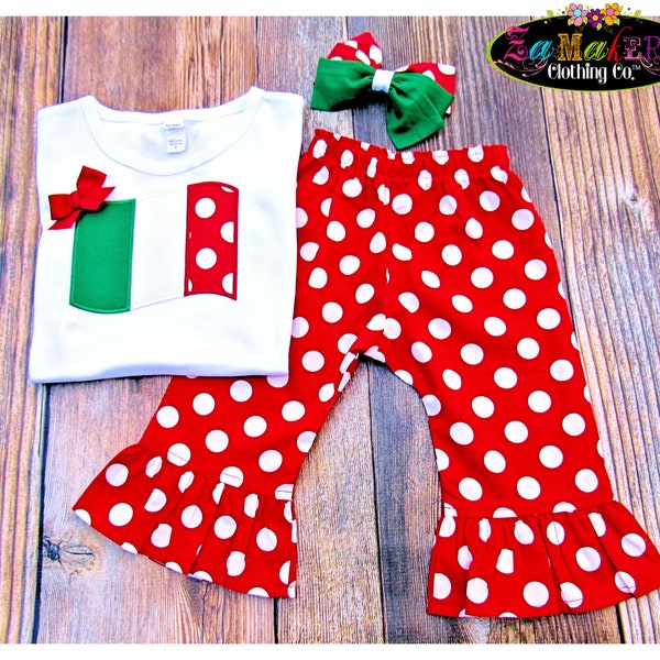 Girl Italian Flag Outfit / Italian Festival Outfit / Italian Holiday Girl Outfit / Toddler Italian Outfit / Italian Girl Shirt / Zamakerr