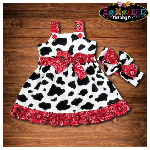 Girl Cow Dress Cow Birthday Girl Dress Cow Dress for Girl