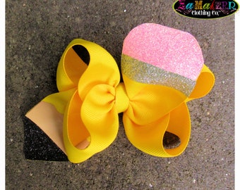 Pencil Bow / Back to School Bow / Yellow Pencil Hair Bow / Kindergarten Bows / School Hair Bows / Pencil Hair Clip / Preschool Bows / PreK