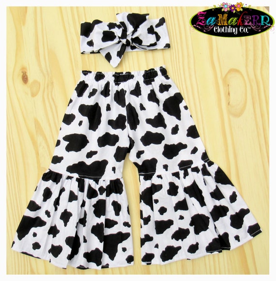 Pantalones de vaca para ninas Pantalones de campana Chicas Pantalones de campana con estampado de vaca