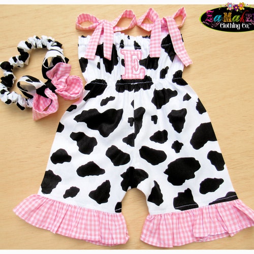 Girl Barnyard Birthday / Cow Romper Baby Girl / Barnyard 1st Etsy