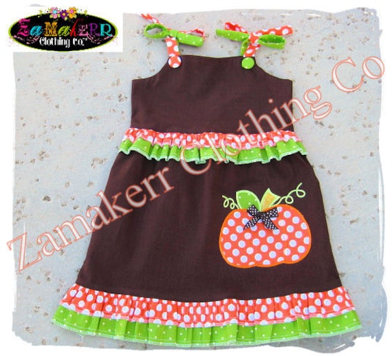 Items similar to Girl Fall Thanksgiving Pumpkin Turkey Dress Custom ...