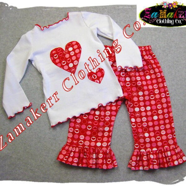 Custom Boutique Clothing Girl Valentines Day Heart Red Pant Outfit Set T Shirt Baby Knit Tee 3 6 9 12 18 24 Month Size 2t 3t 4t 5t 6 7 8