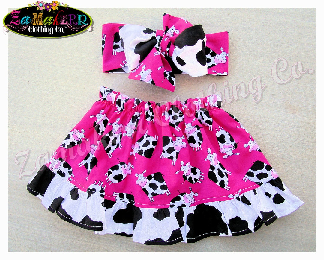 Girl Cow Skirt / Girl Pink Cow Skirt / 1st Birthday Cow Skirt / Girl