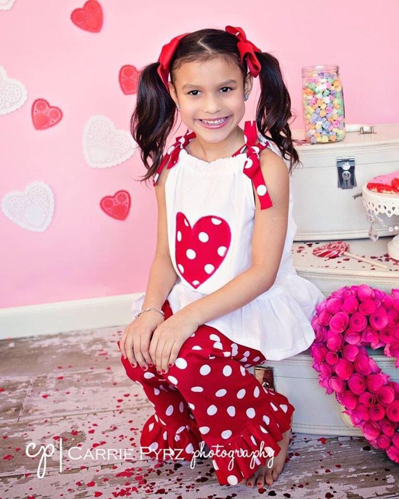 Girl Valentines Outfit Toddler Pant Set Infant Baby Valentine Birthday Day Heart Red Pant Dress 3 6 9 12 18 24 Month Size 2t 3t 4t 5t 6 7 8