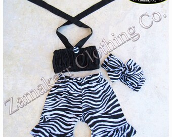 Toddler Baby Girl Birthday Zebra Outfit Set Crop Top Pant Black White Pant Set Infant Size 3 6 9 12 18 24 month 2T 2 3T 3 4T 4 5T 5 6 7 8