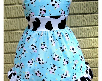 Girls Cow Dress / Cow Baby Girl / Cow Print Outfit / Cow Birthday Dress / Farm Theme Birthday / Girl Farm Outfit / Farm Birthday / Zamakerr