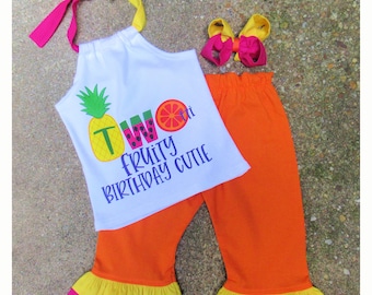 2nd Birthday, Tutti Fruity, Tutti Fruity Birthday Banner, Tutti Fruity Birthday, Twotti Fruity, Pineapple Birthday, Girl Summer Halter Set