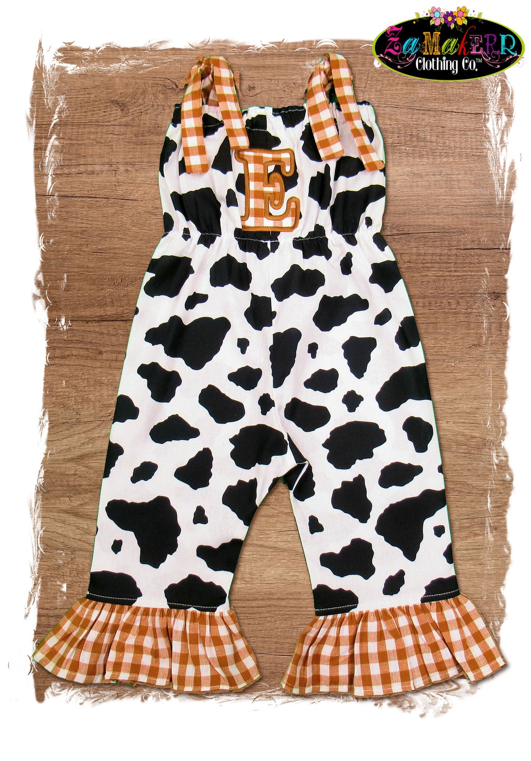Boho Rustic Baby Girl / Cow Romper Baby Girl / Cow Print Outfit / Cow