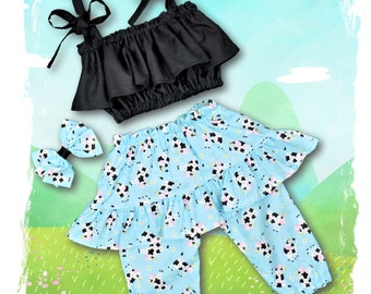 Girls Cow Pants / Cow Outfit Baby Girl / Cow Print Outfit / Cow Birthday Party / Farm Theme Birthday / Girl Farm Outfit / Baby Girl Clothes