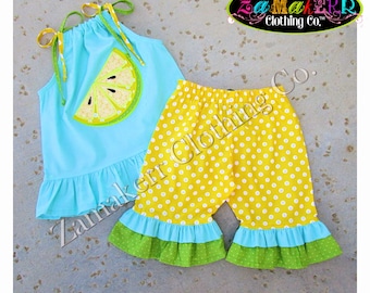 Girl Lemon Outfit / Baby Girl Lemonade Outfit / Lemon Summer Shirt / Girl Birthday Lemonade Party / Toddler Girl Summer Outfit / Zamakerr