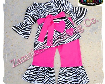 Boutique Clothing Girl Zebra Outfit Set Pants Shorts Capri PINK Toddler Birthday Size 3m 6m 9m 9 12 18 24 month 2 2T 3 3T 4T 4 5T 5 6 7 8