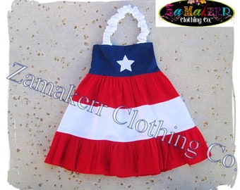 Girl Patriotic Dress / July 4th Dress / Toddler Girl Outfit / 4th of July Outfit / Fourth of July Dress / Girl Halter Dress / My 1st 4th