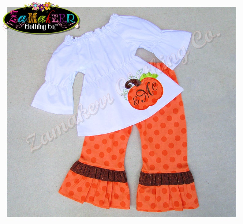 Girl Fall Pumpkin Patch Outfit Clothes Baby Infant Toddler Newborn Thanksgiving Pant Set 3 6 9 12 18 24 month size 2T 2 3T 4T 4 5T 5 6 7 8