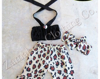 Toddler Baby Girl Birthday Cheetah Outfit Set Crop Top Pant Leopard Pant Set Infant Size 3 6 9 12 18 24 month 2T 2 3T 3 4T 4 5T 5 6 7 8