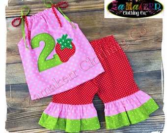 Girl Strawberry Outfit / Sweet One Birthday Party Outfit / Strawberry Girl Dress / Baby Girl Outfit / Toddler Girl Clothes / Zamakerr