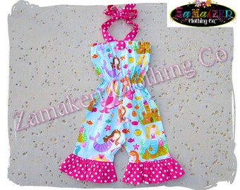Girl Mermaid Outfit / Baby Girl Mermaid Romper / Mermaids for Baby / Mermaid Birthday Romper / Romper Baby Girl / Halter Romper / Zamakerr