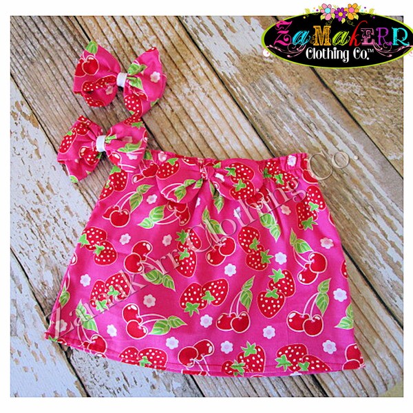 Baby Girl Strawberry Skirt / Toddler Strawberry Outfit / Two Sweet Birthday Party / Strawberry / Size 2 2T 24 month Clearance Ready To Ship