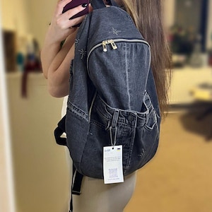 Backpack jeans |Denim bag |Travel Bag |Weekend backpack/bag |Gift |Women Man| |Vintage | Recycled Denim
