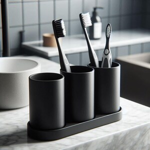 Moderner Zahnbürsten und Zahnpasta-Halter I 3D-gedruckter Badezimmer-Organizer I minimalistisches Design
