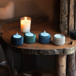 Elegante Kerzenhalter für LED Teelichter – Modernes Deko-Set aus 3D-Druck – Geschenkidee Wohnzimmer Tischdeko Minimalistisch