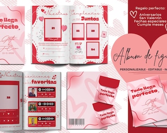 Personalisiertes Stickeralbum, Geschenk für Paare, Fotoalbum zum Ausdrucken, Valentinstagsgeschenk, bearbeitbare Vorlage, Album zum Ausdrucken