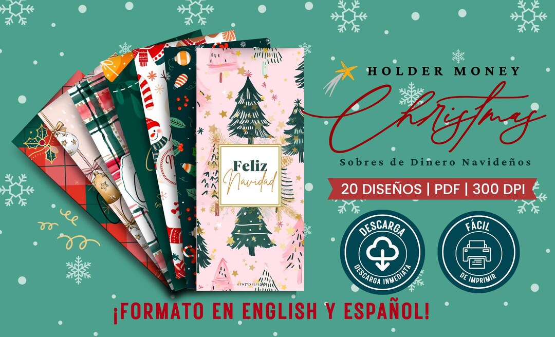 Christmas Money Holder, Sobre para dinero navideños, sobres billeteros