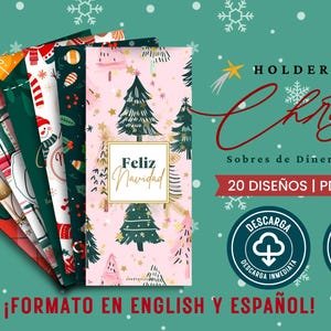 Weihnachtsgeldhalter, Weihnachtsgeldumschlag, Brieftaschenumschläge, druckbare Geldhalter, Weihnachtsgeschenk, Designs auf ENGLISCH