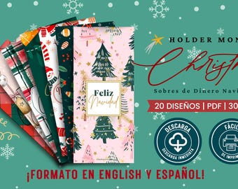 Weihnachtsgeldhalter, Weihnachtsgeldumschlag, Geldumschläge, druckbare Geldhalter, Weihnachtsgeschenk, Designs in ENGLISCH