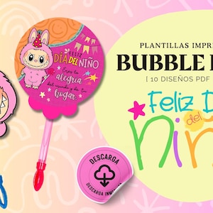 Bubble pops feliz dia del niño, plantilla imprimible, paleta gigante, bubblepops labubu, feliz dia del niño, regalo niños, envoltura labubu