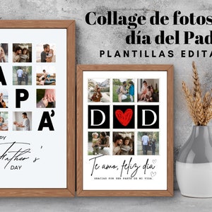 Editable Happy Father's Day Templates, Editable and Printable, Personalized Gift, Father's Day Photo Collage, Gift, 20 Dad Photo Frames