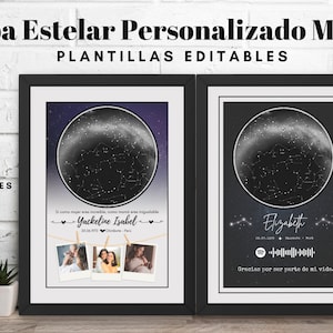 Mappa stellare mamma, modelli personalizzati, felice festa della mamma, modelli modificabili, regalo, mappa stellare
