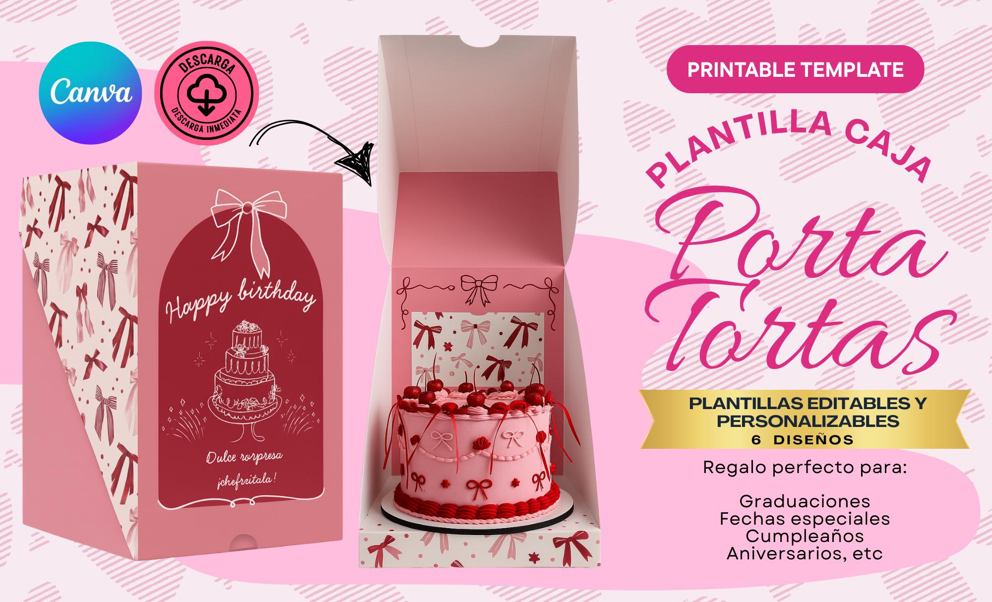 Mini Cake Box, Cake Box, Editable Canva Template, Cake Holder Box, DIY ...