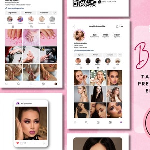 Tarjetas de negocio IG editables e imprimibles, tarjetas visita digital, plantillas tarjetas de presentación, tarjetas influencia modelo IG