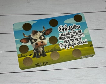 HIDE A HEIFER scratch off savings challenge