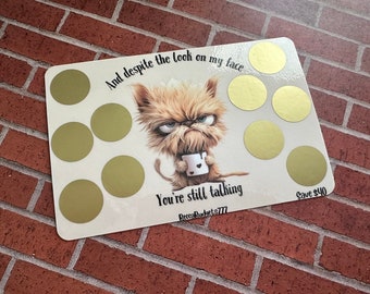 GRUMPY COFFEE DOG scratch off savings challenge