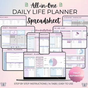 Google Sheets Template |All in One Digital Planner | Ultimate Life Planner Spreadsheet | Instant Download