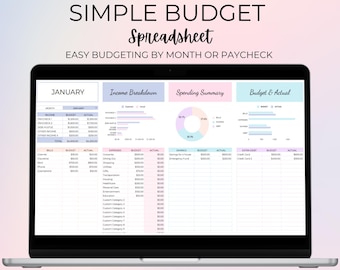 Simple Monthly Budget Spreadsheet: Google Sheets Template (Instant Download)