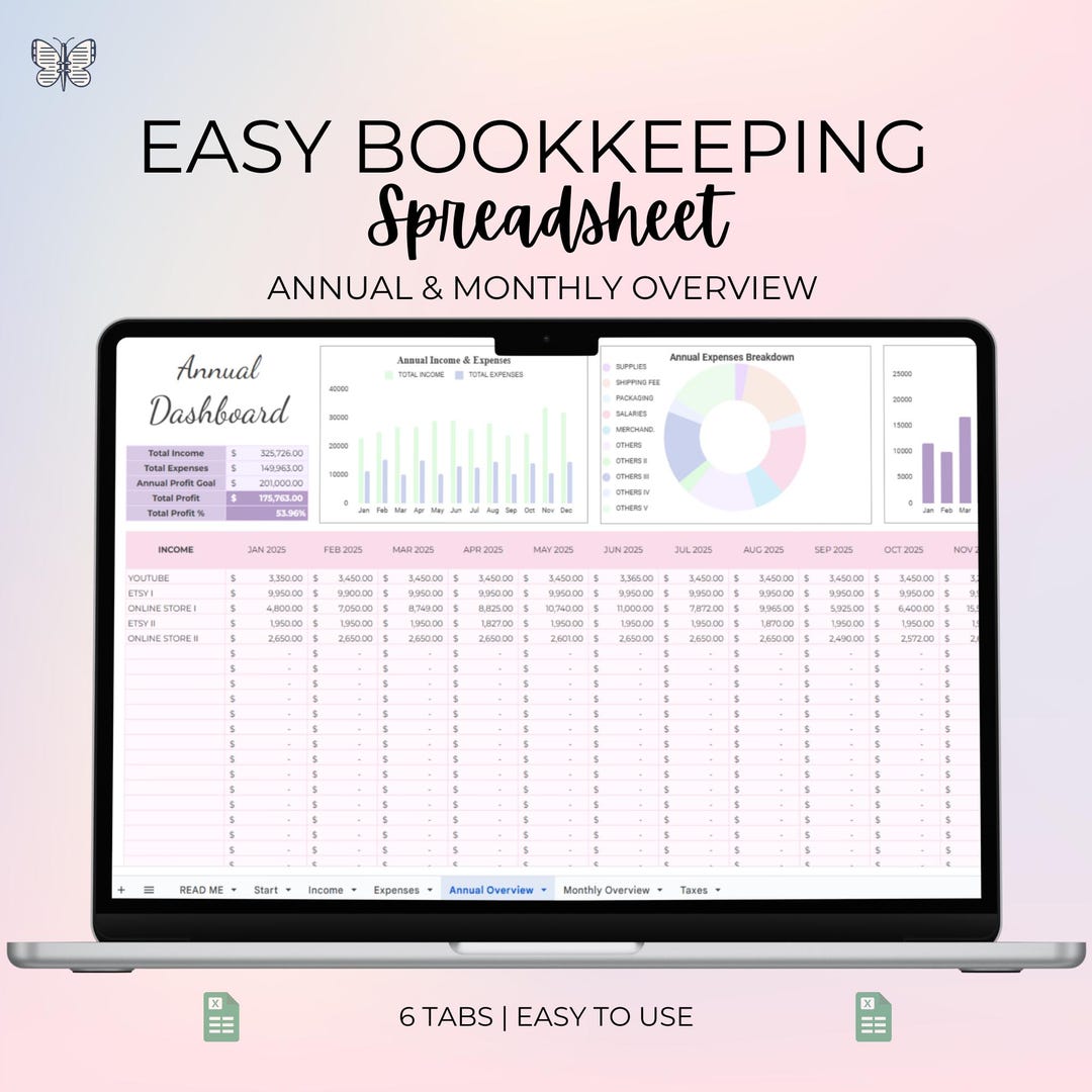 Bookkeeping Spreadsheet | Google Sheets Template | Small Business ...