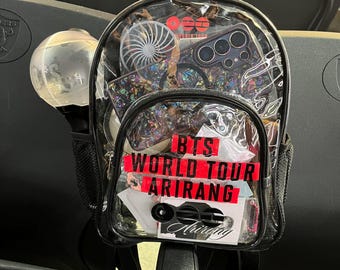 BTS Arirang World Tour Clear Backpack, Stadium Approved Concert Bag, Transparent Kpop Fan Bag, BTS Merch, Gift for BTS Army Fans
