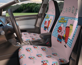 BT21 Cooky Pink Car Seat Cover, BTS Jungkook Car Accessory, Cute Auto Interior Decor, Kpop Car Decor, Seat Protector, Fan Gift