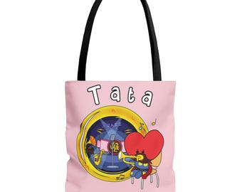BT21 Tata Tote Bag, BTS V Canvas Shoulder Bag, Kpop Concert Tote, Cute Everyday Bag, School Book Bag, BTS Army Taehyung Fan Gift