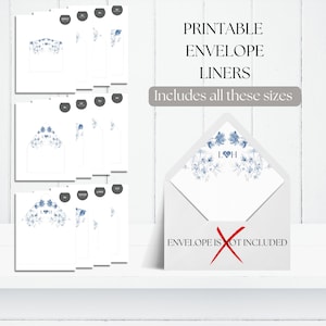Monogram Printable Envelope Liner Template for Wedding Invitations, A7, A9, 6.5, Euro and Square Flap, Print at home DIY, Toile Dusty Blue