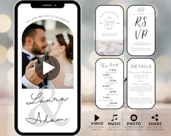 Animated Wedding Video Invitation Template, Electronic E-Invite (Canva, Digital Download)