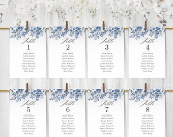 Dusty Blue Floral Wedding Seating Chart Template (Digital Download)