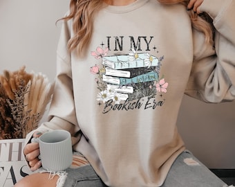 Sudadera de lectura Bookish Era, jersey de cuello redondo con estampado literario, regalo para amantes de los libros, sudadera unisex, prenda cómoda para leer