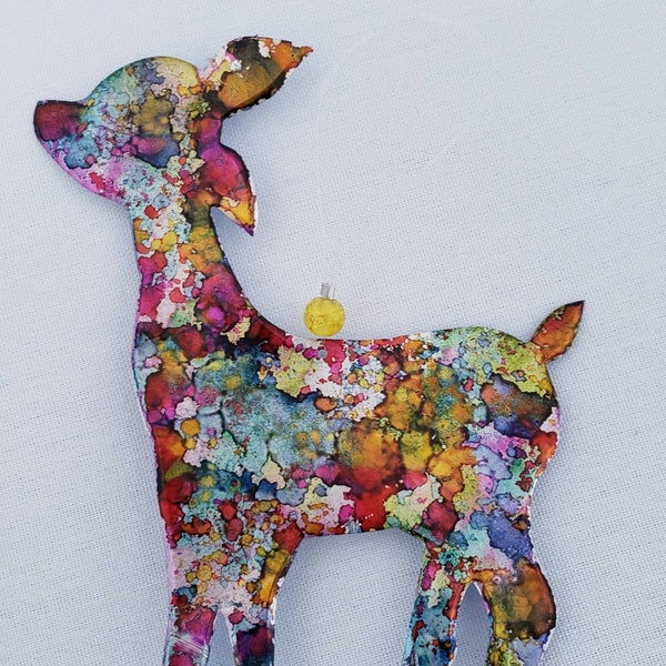Fawn Baby deer ornament recycled aluminum cans