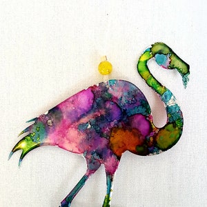 Flamingo ornament recycled aluminum cans